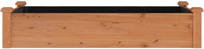 vidaXL Outdoor Planter Pot - Brown Garden Raised Bed with Liner, Solid Wood Fir Construction, Efficient Drainage, 47.2"x23.6"x9.8" for Garden/Patio