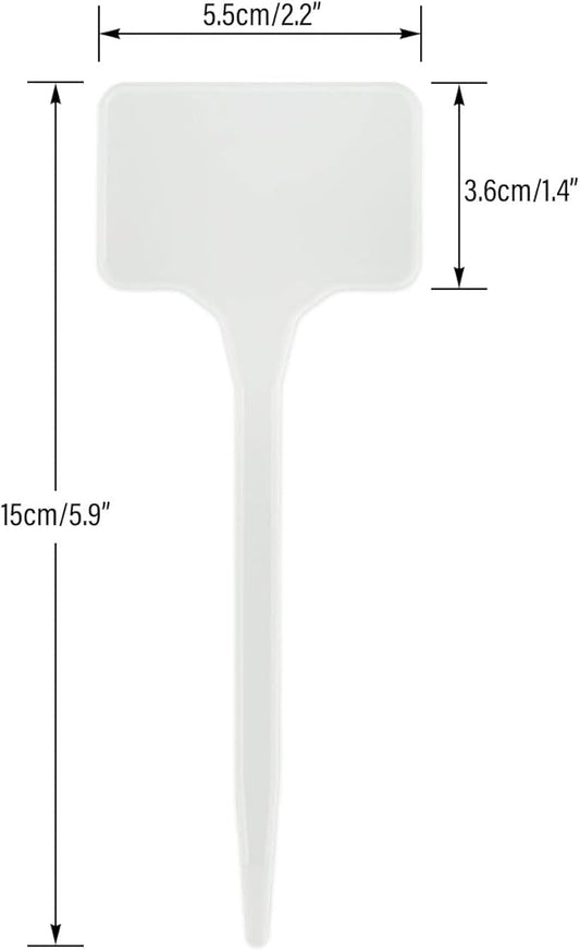 KINGLAKE GARDEN Large Plastic Plant Labels 6 Inch 50 Pack White Sturdy Extra Large T-Style Plastic Plant Labels for Flower beds,Plant pots