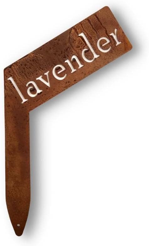 Planter Size Small Metal Garden Plant Vegetable Flower or Herb Markers 13.5 Inches Tall (lavender, Naturally Rusted)