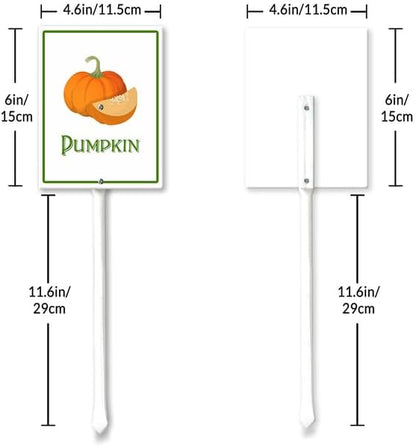 Pumpkin Marker Yard Sign with Stakes 4.6in×6in, Aluminum Garden Signs, Garden Plant Markers Garden Potted Plants Labels for Vegetable Flowers Funny Garden Stakes Decorations