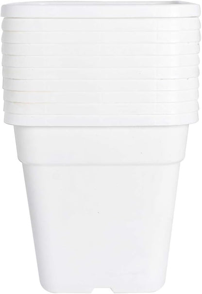 Plant Nursery Pot 10-Pack 3 Gallon Square Plastic Garden Planter Pots Flower Seedling Injection Molded Container Seed Starting Pot Set for Indoor Outdoor Plants Seedlings Vegetables White