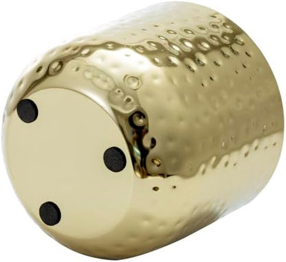 MyGift Modern Hammered Brass Plated Metal Planter Pots – Set of 2 Indoor Plant Containers, 6 & 5-Inch Cylindrical Metallic Planters – Handcrafted in India