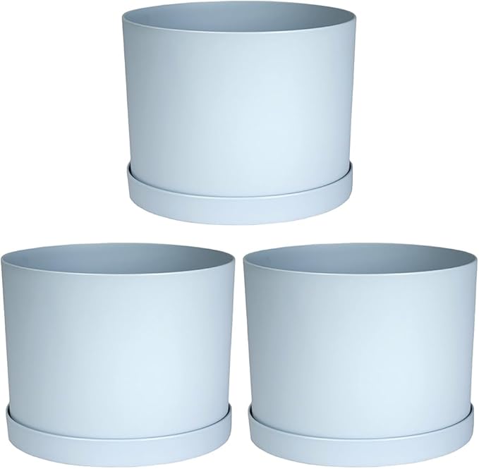 Bloem Mathers Planter w/Saucer Tray 8" Misty Blue (Pack of 3)