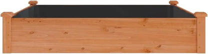 vidaXL Solid Fir Wood Raised Garden Bed with Liner - Outdoor Square Planter for Vegetables, Herbs, Flowers - 47.2x47.2x9.8 - Brown