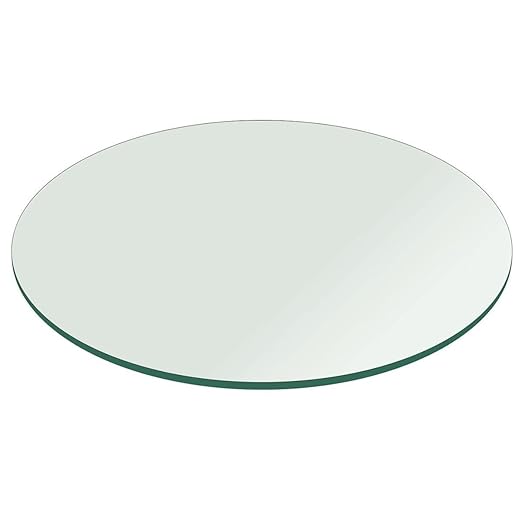 Custom Cut Round Glass Table Top 1/4" Thick - Clear Tempered Glass Cut to Size - Replacement for Table Tops with Flat Edge