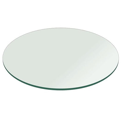 Custom Cut Round Glass Table Top 3/8" Thick - Clear Tempered Glass Cut to Size - Replacement for Table Tops with Flat Edge