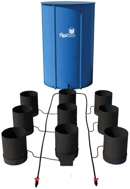 AutoPot 9 Pot GeoPot System with 3 Gallon Fabric Pots - Self-Watering, Gravity-Fed System (9Pot with 25 gal Flexi Tank)