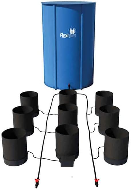 AutoPot 9 Pot GeoPot System with 3 Gallon Fabric Pots - Self-Watering, Gravity-Fed System (9Pot with 25 gal Flexi Tank)