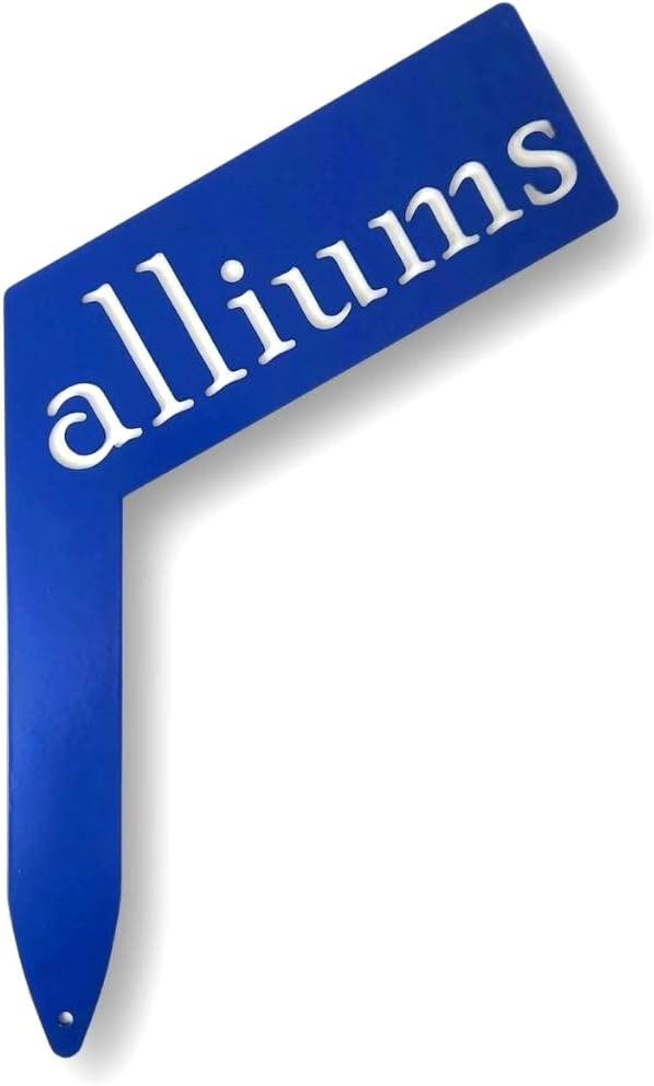Planter Size Small Metal Garden Plant Vegetable Flower or Herb Markers 13.5 Inches Tall (alliums, Blue)