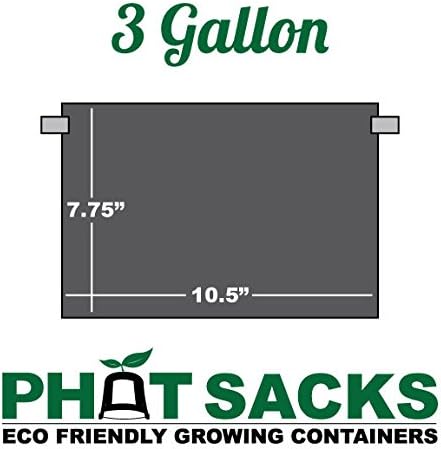 HTG Supply Phat Sacks 3-Gallon Indoor/Outdoor Black Fabric Grow Pot - 25-Pack