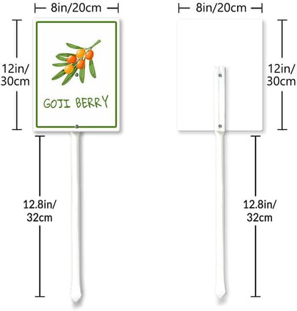 Goji Berry Marker Yard Sign with Stakes 8in×12in, Aluminum Yard Signs, Waterproof Plant Marker Reusable Garden Stake Tags with Vegetable Names for Nursery Outdoor Garden