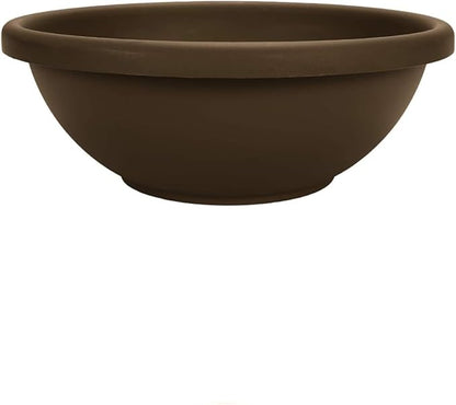 The HC Companies Shallow Planter with Drainage - Contemporary Garden Bowl Planter for Flowers, Herbs & More - Round Succulent Planter Pot for Indoors and Outdoors (24" Chocolate, Pack of 1)