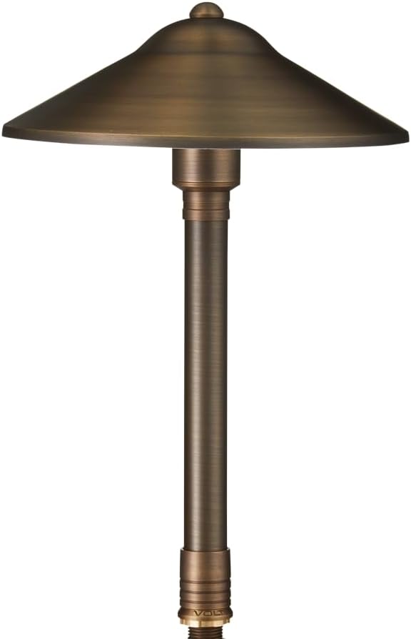 VOLT Turtle Safe 12V Brass Max Spread Mini LED Path Light (Bronze) with 3W Amber GU4 LED Bulb for Low Voltage Landscape Lighting on Outdoor Pathway, Walkway, Garden, Driveway or Patio