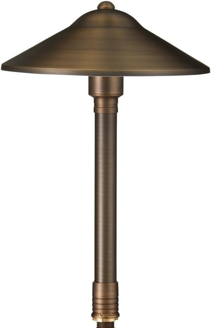 VOLT Turtle Safe 12V Brass Max Spread Mini LED Path Light (Bronze) with 3W Amber GU4 LED Bulb for Low Voltage Landscape Lighting on Outdoor Pathway, Walkway, Garden, Driveway or Patio