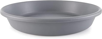 The HC Companies Flower Pot Saucers - Plastic Plant Saucer for Outdoors & Indoors - Traditional Design Plant Pot Trays for Water Drainage - Durable Round Plant Tray (Pack of 1, 21-inch Warm Gray)