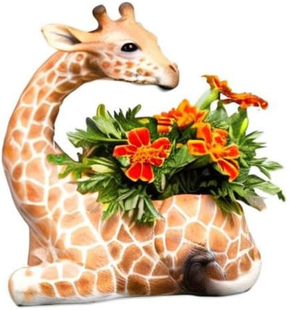 Bits and Pieces - Giraffe Planter - Yard Decorations - Wildlife Animal Urn for Plants - Indoor/Outdoor Decoration - Safari Inspired Yard Art