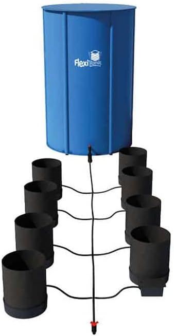 AutoPot 8 Pot GeoPot System with 3 gal Fabric Pots and 25 gal FlexiTank - Self-Watering, Gravity Fed Hydroponic Indoor System, Black