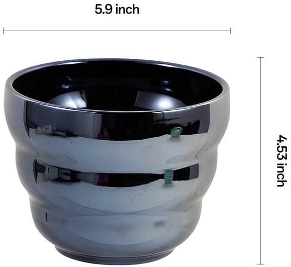 Plant Pots Indoor 6 Inch Ceramic Rainbow Pearl Glaze Planters with Drainage Holes, Set of 2 Flower Pots for Succulents Cactus Orchid, Black and Orange
