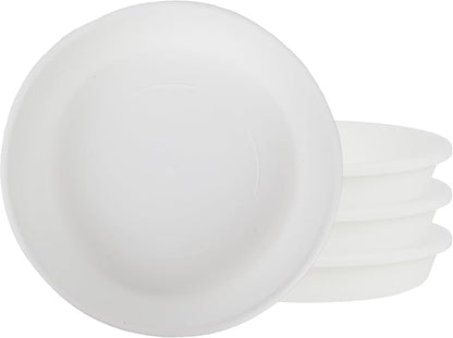 The HC Companies 6 Inch Classic Round Plant Saucer, Lightweight UV-Resistant Plastic Outdoor & Indoor Flower Pot Tray, 4-Pack Plant Pot Trays for Garden & Home Decor, White