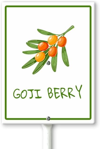 Goji Berry Marker Yard Sign with Stakes 7in×8.8in, Aluminum Yard Signs, Waterproof Plant Marker Reusable Garden Stake Tags with Vegetable Names for Nursery Outdoor Garden