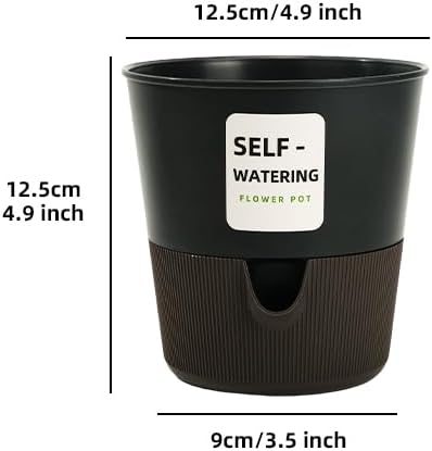 5/6.5/7.5 Inch Self Watering Pots for Indoor/Outdoor ,2 Pack plastic Planters for Indoor Plants with Drainage Holes and Saucers, Modern Decorative Flower Pot for Plants (Grey, 5-Inch, 4-Pack)