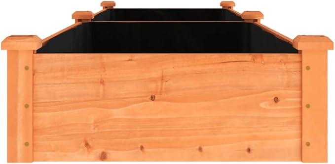 vidaXL Solid Fir Wood Garden Raised Bed with Liner - Large Size for Planting Herbs, Vegetables, Flowers - Ideal for Outdoor Garden Decor