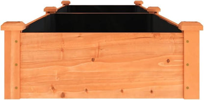 vidaXL Solid Fir Wood Garden Raised Bed with Liner - Large Size for Planting Herbs, Vegetables, Flowers - Ideal for Outdoor Garden Decor