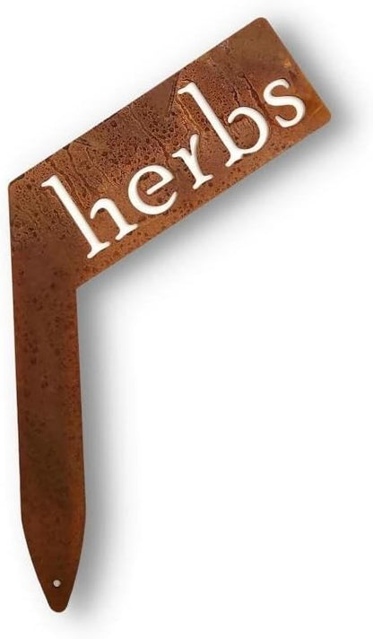 Planter Size Small Metal Garden Plant Vegetable Flower or Herb Markers 13.5 Inches Tall (herbs, Naturally Rusted)