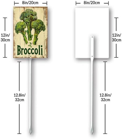 Uptell Vintage Vegetable Signs for Garden with Stake Broccoli Yard Sign Vegetable Garden Label Stakes Plant Markers for Outdoor Plants Waterproof 8x12inch