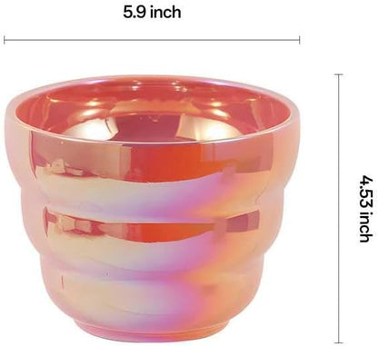 Pots for Indoor Plants, Rainbow Pearl Glaze Planters Set of 2 with Drainage Hole, 6 Inch Round Modern Pots for Flower Snakes Succulents, White and Pink