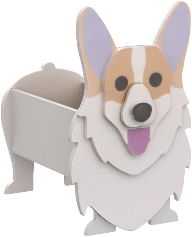 Corgi Dog Planter, Cute Animal Flower Pot for Outdoor & Indoor Garden Decor, Small Corgi Holder
