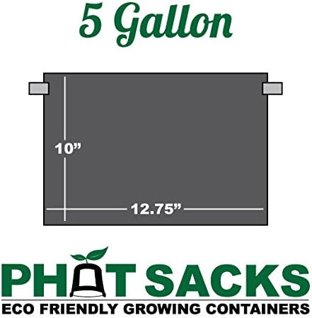 HTG Supply Phat Sacks 5-Gallon Indoor/Outdoor Black Fabric Grow Pot - 10-Pack