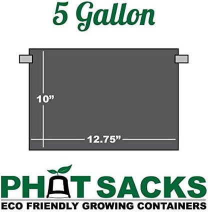 HTG Supply Phat Sacks Indoor/Outdoor 5-Gallon Black Fabric Grow Pot - Single