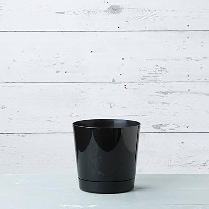 Novelty Root & Vessel Majestic Full Depth Round Cylinder Pot, Glossy Black, 14-Inch (10148)