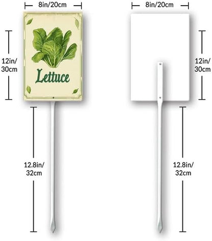 Uptell Vintage Vegetable Signs for Garden with Stake Lettuce Yard Sign Vegetable Garden Label Stakes Plant Markers for Outdoor Plants Waterproof 8x12inch