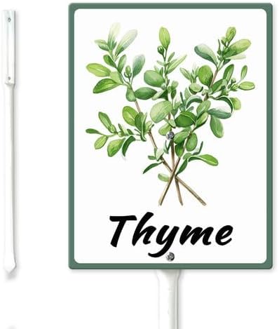 FemiaD Plant Label Signs Planted Herb Garden Markers Waterproof Aluminum Plant Stake Tags Thyme Sign for Nursery Indoor Outdoor Garden Decoration 4.6x6inch