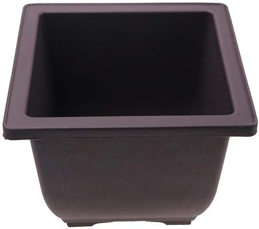 MUZHI 6PCS/Pack Retro Style Deep Square Small Bonsai Training Pots with Tray, Mini Plastic Mocha Garden Flower Pot 5"