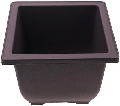 MUZHI 6PCS/Pack Retro Style Deep Square Small Bonsai Training Pots with Tray, Mini Plastic Mocha Garden Flower Pot 5"