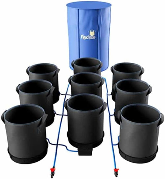 AutoPot 9 Pot XXL System with 13 gal Pots and 25 gal FlexiTank - Self-Watering, Gravity-Fed Indoor Hydroponic System (9Pot - 13 gal - 25 gal FlexiTank) Black