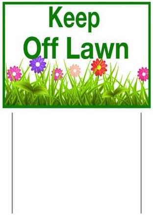 Keep Off Lawn Yard Sign With Stake Stand Plastic Signage Double Sided Sign Funny Garden Decor 9 x 12 Inches Sturdy Rust Free Weatherproof Outdoor Use