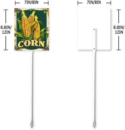 Bidesign (8X12) IN Corn Aluminum Vegetable Garden Sign With Stake Plant Marker Vegetable Garden Stake With Vegetable Name For Nursery Vegetable Garden Fence Decoration Outdoor
