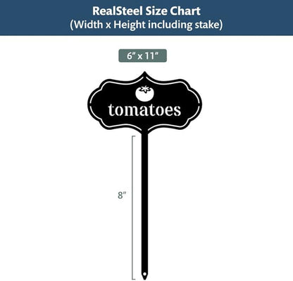 RealSteel Metal Seed & Plant Markers – Elegant Indoor & Outdoor Garden Stakes – Durable Herb, Vegetable & Fruit Plant Labels for Pots, Raised Beds & Greenhouse – Farmhouse Garden Gift - (Kale)