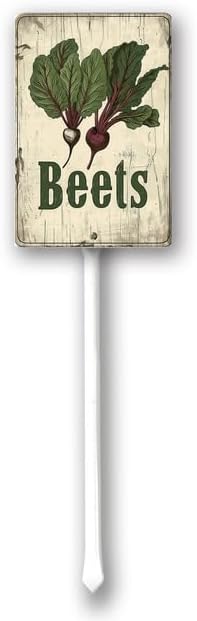 Uptell Vintage Vegetable Signs for Garden with Stake Beets Yard Sign Vegetable Garden Label Stakes Plant Markers for Outdoor Plants Waterproof 8x12inch