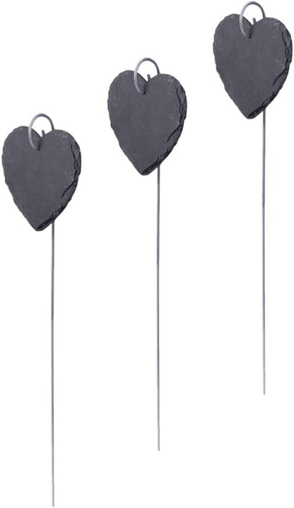 GANAZONO Plant Labels for Outdoor Garden Slate Garden Signs Heart Shaped Reusable Garden Chalkboard Labels Plant Markers Nursery Garden Labels 3 Pcs 10cm