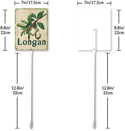 Uptell Vintage Aluminum Longan Fruit Signs Yard Sign with Stake for Garden Fruit Garden Label Stakes Plant Markers for Outdoor Plants Waterproof 7x8.8 inch