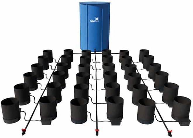 AutoPot 36 Pot GeoPot System with 3 Gallon Fabric Pots - Self-Watering, Gravity-Fed System (36Pot with 105 gal Flexi Tank) Indoor, Black