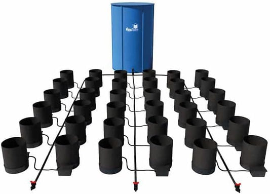 AutoPot 36 Pot GeoPot System with 3 Gallon Fabric Pots - Self-Watering, Gravity-Fed System (36Pot with 105 gal Flexi Tank) Indoor, Black