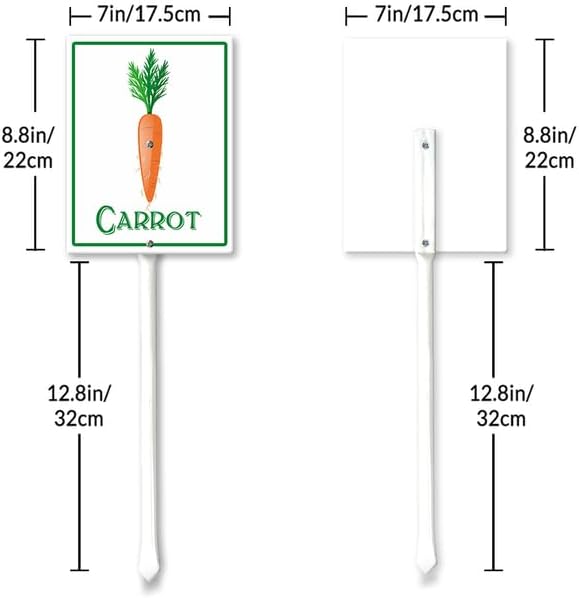 Carrot Marker Yard Sign with Stakes 7in×8.8in, Sturdy Aluminum Yard Signs, Plant Markers for Vegetable Flowers Plants, Plant Labels Sign, Outdoor Garden Stakes Supplies for Plant