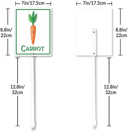 Carrot Marker Yard Sign with Stakes 7in×8.8in, Sturdy Aluminum Yard Signs, Plant Markers for Vegetable Flowers Plants, Plant Labels Sign, Outdoor Garden Stakes Supplies for Plant
