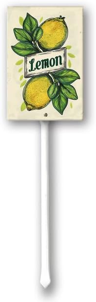 Uptell Vintage Aluminum Lemon Fruit Signs Yard Sign with Stake for Garden Fruit Garden Label Stakes Plant Markers for Outdoor Plants Waterproof 7x8.8 inch